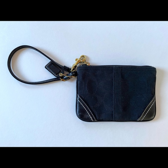 Coach RARE Black Leather Trim Wristlet - Picture 3 of 4